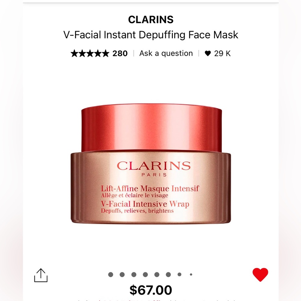 Clarins V-Facial Intensive Wrap De-Puffing Facial Mask - 2.5oz - 75ml - NIB - Picture 2 of 6
